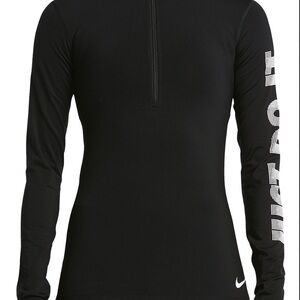 Nike Black Fitted Long Sleeve Mock Neck Tee NWOT